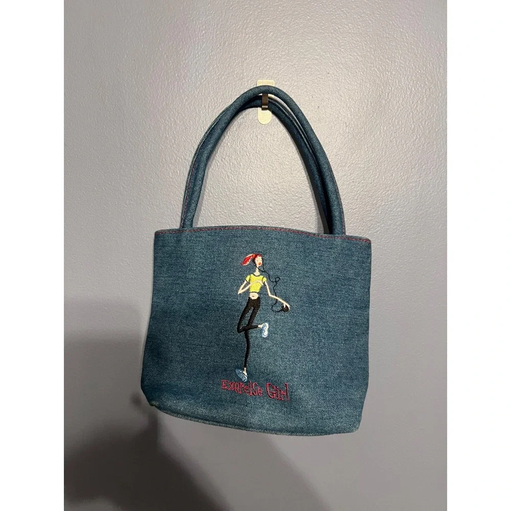 The Girls Sunny Hawaii Exercise Girl Blue Denim Small Tote Bag Y2K‎ Mini Purse
